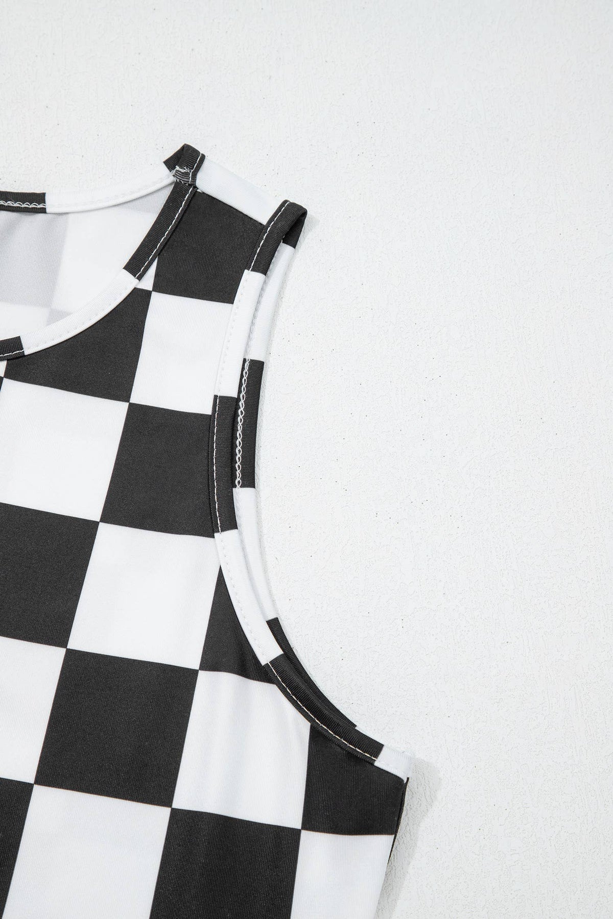 Western Checkerboard Printed Slim Tank Top
