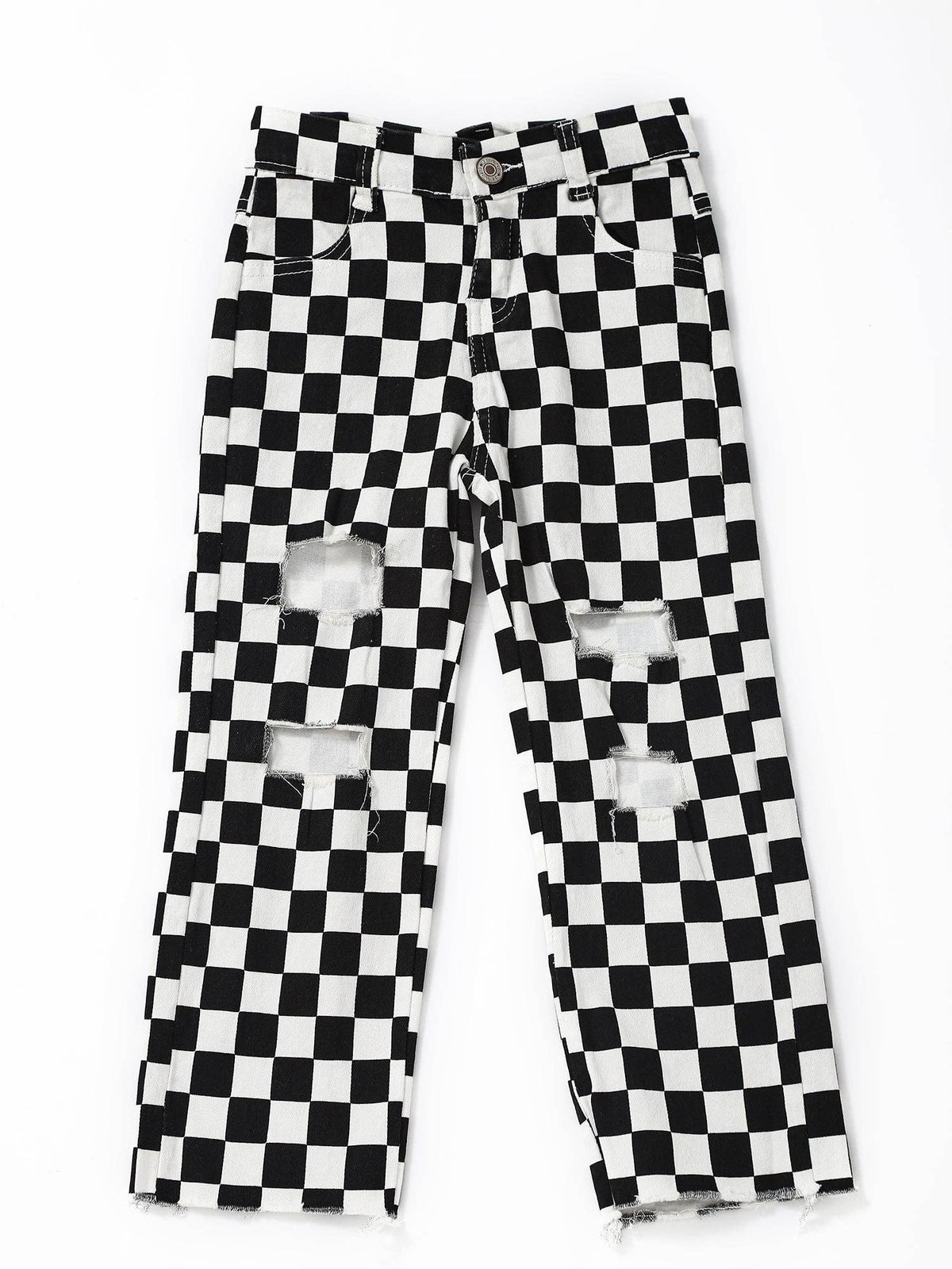 Black Checked Boys Jeans: 4T