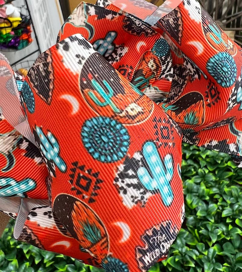 DESSERT CACTUS, CONCHO PRINTED HAIR BOW