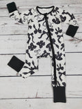 Baby Girl Black Bow Printed Zippy Sleeper: 6-12M