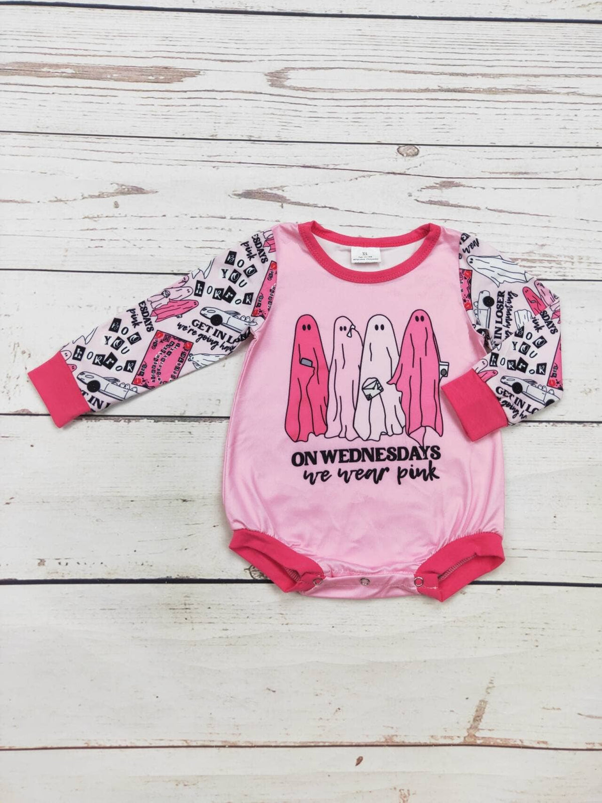 Baby Pink Ghost Halloween Bubble: 12-18M