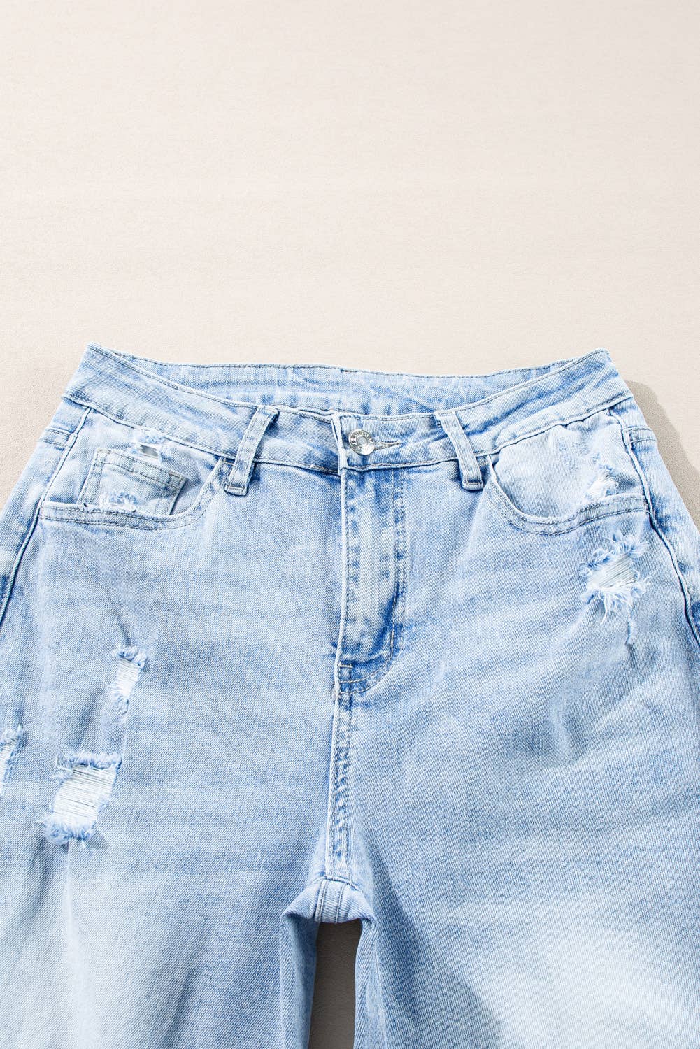 Western apparel Light Wash Distressed Straight Jeans