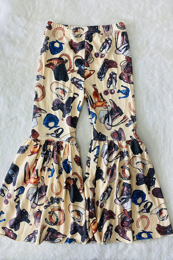 western prints flare leg girls pant
